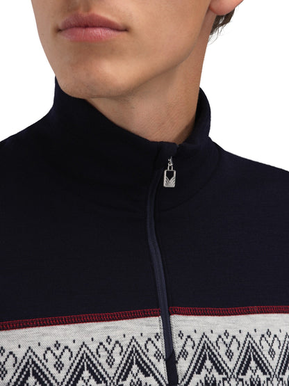 Dale of Norway Moritz Basic Men’s Sweater - Superfine Merino Navy White Raspberry