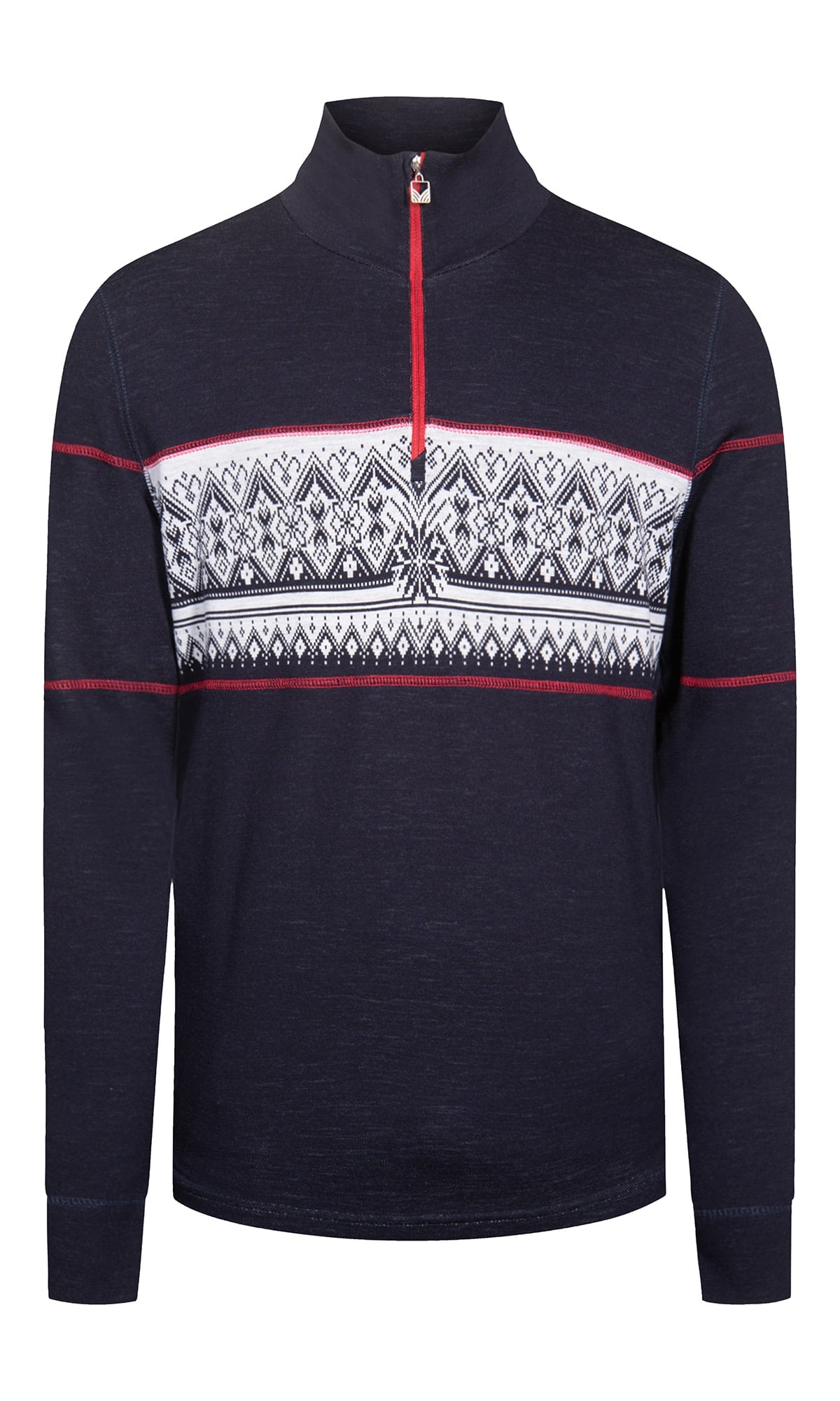 Dale of Norway Moritz Basic Men’s Sweater - Superfine Merino Navy White Raspberry