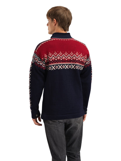 Dale of Norway 140th Anniversary Men’s Sweater - Norwegian Wool NAVY RED ROSE OFFWHITE
