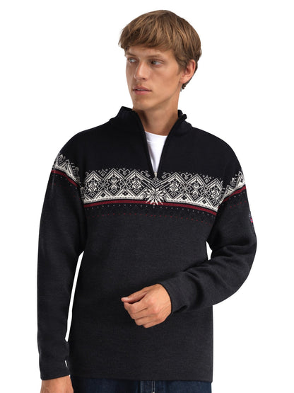 Dale of Norway Moritz Men’s Sweater - Merino Wool DARKCHARCOAL RASPBERRY BLACK