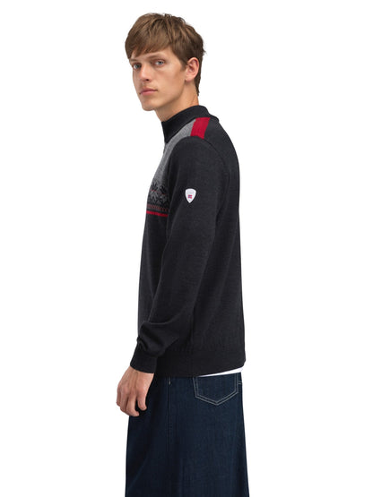 Dale of Norway Liberg Masc Sweater Darkcharcoal Smoke Redrose