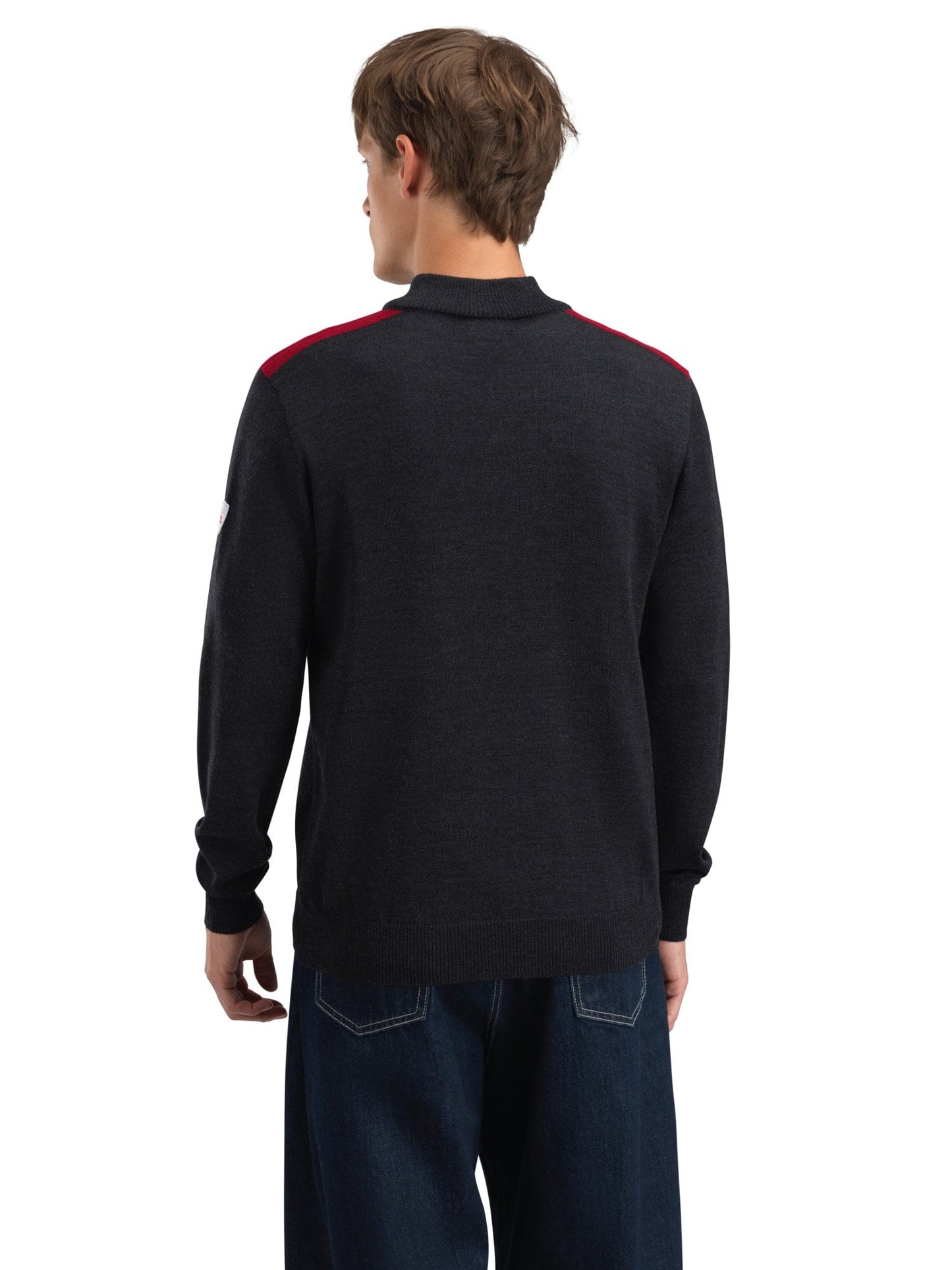 Dale of Norway Liberg Masc Sweater Darkcharcoal Smoke Redrose