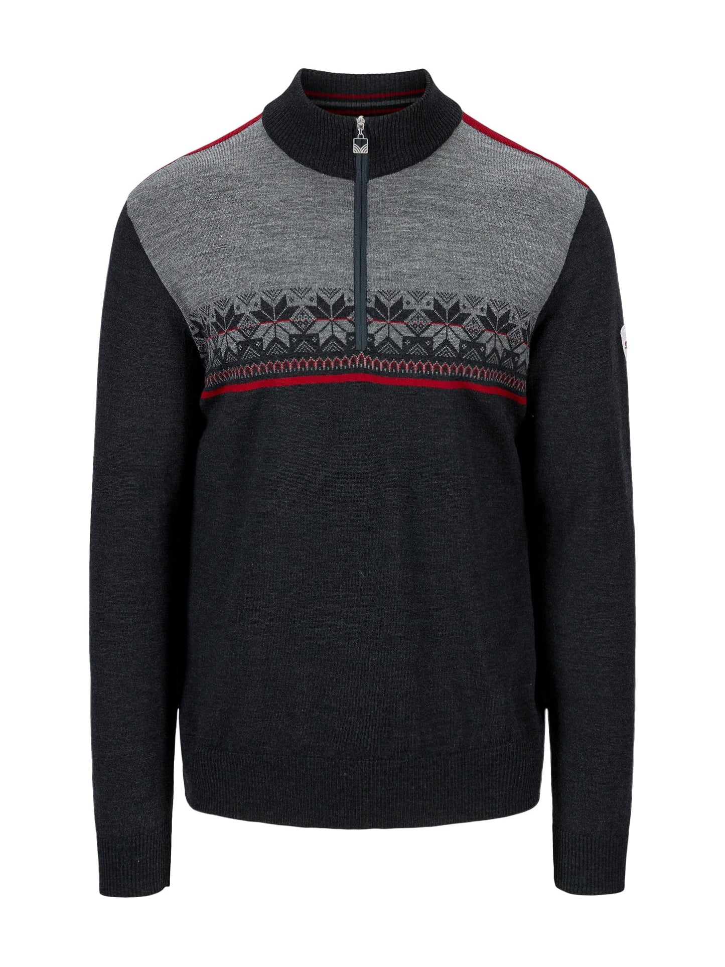 Dale of Norway Liberg Masc Sweater Darkcharcoal Smoke Redrose