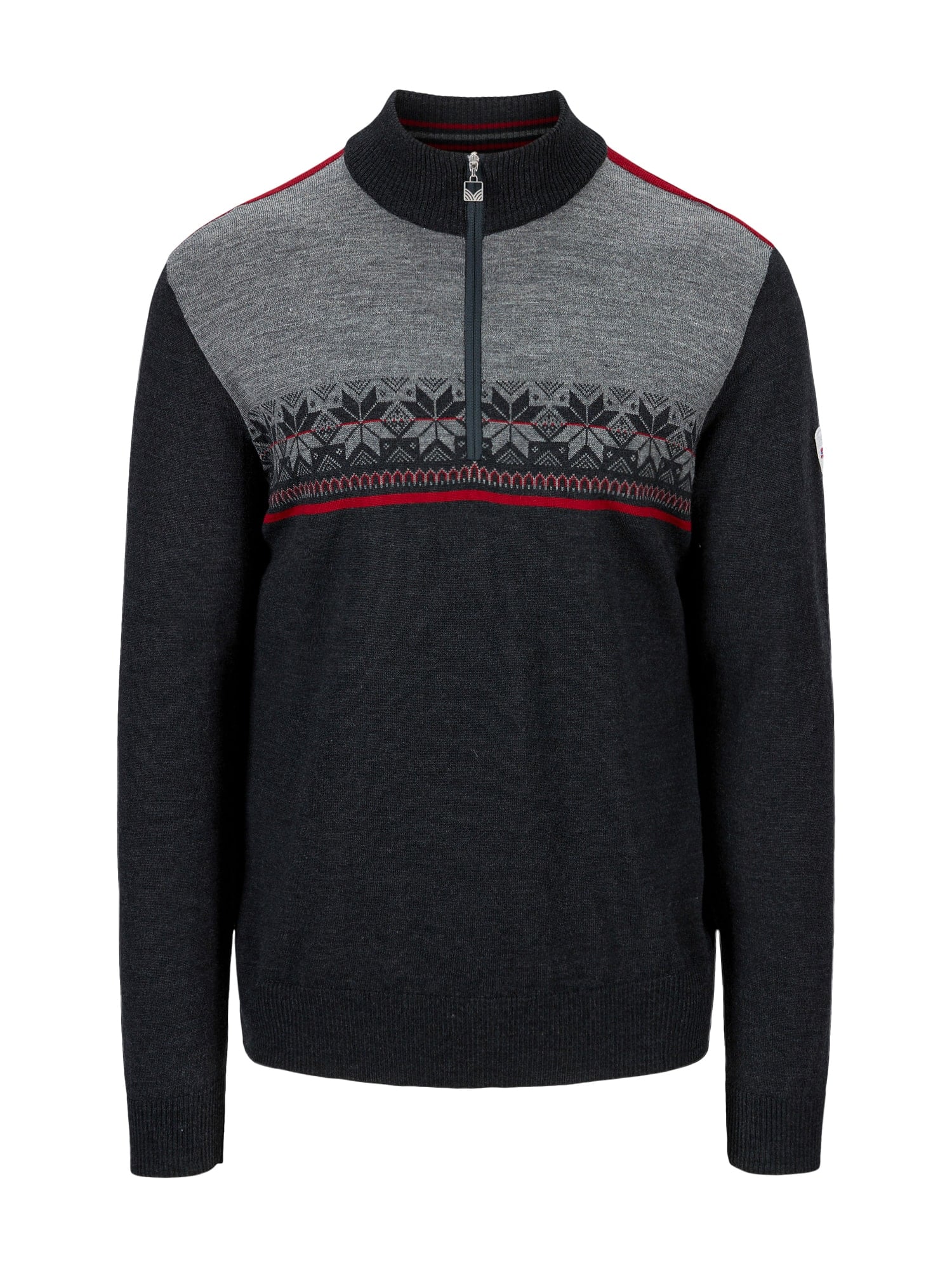Dale of Norway Liberg Masc Sweater Darkcharcoal Smoke Redrose