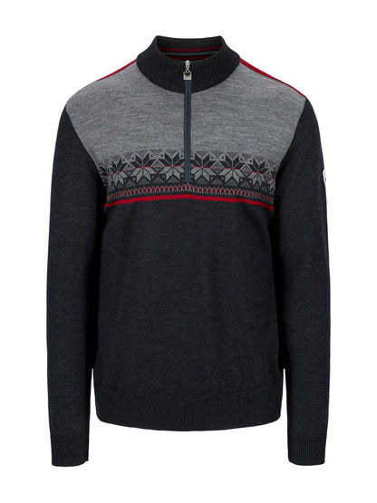 Dale of Norway Liberg Masc Sweater Darkcharcoal Smoke Redrose