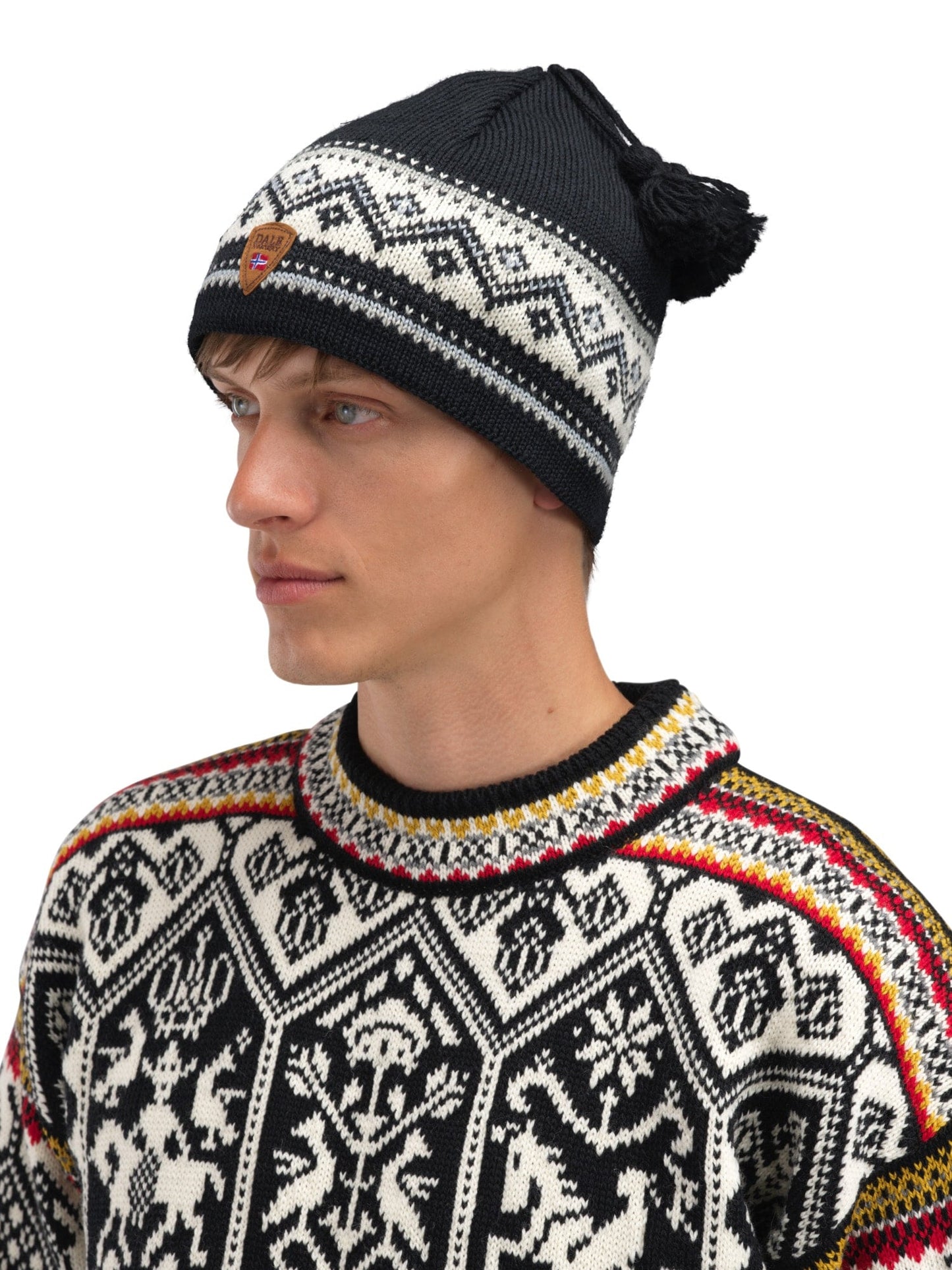 Dale of Norway Vail Hat - Norwegian Wool Black White Grey Sand